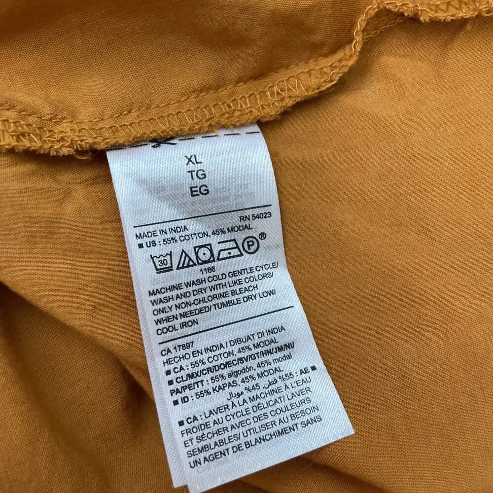 Old Navy Peasant Top Size XL Mustard Puff Sleeve Romantic Poet Pirate Boho Bib